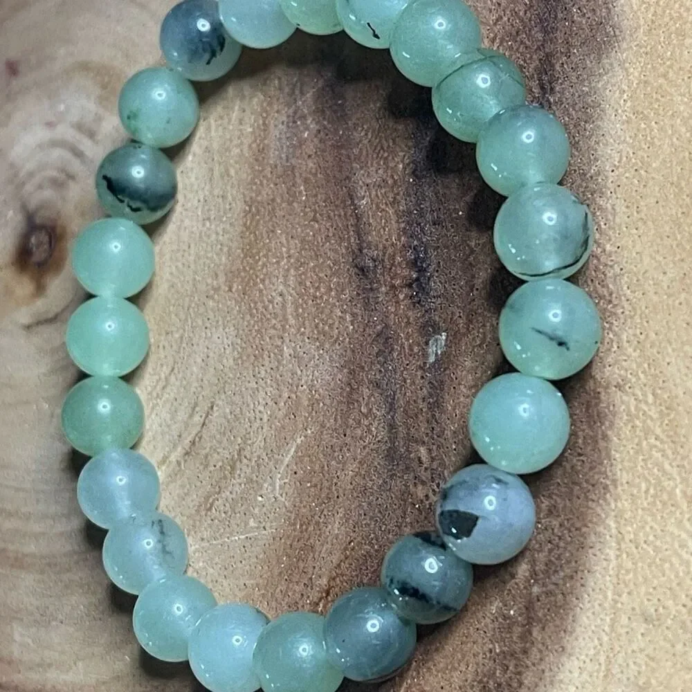 Prehnite 8mm stretch bracelet beaded bracelet 7” stretch crystal healing